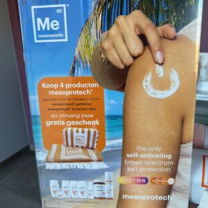 Promo bij aankoop van 4 Mesoestetic zonneproducten bij Huidinstituut Angenies te Oelegem